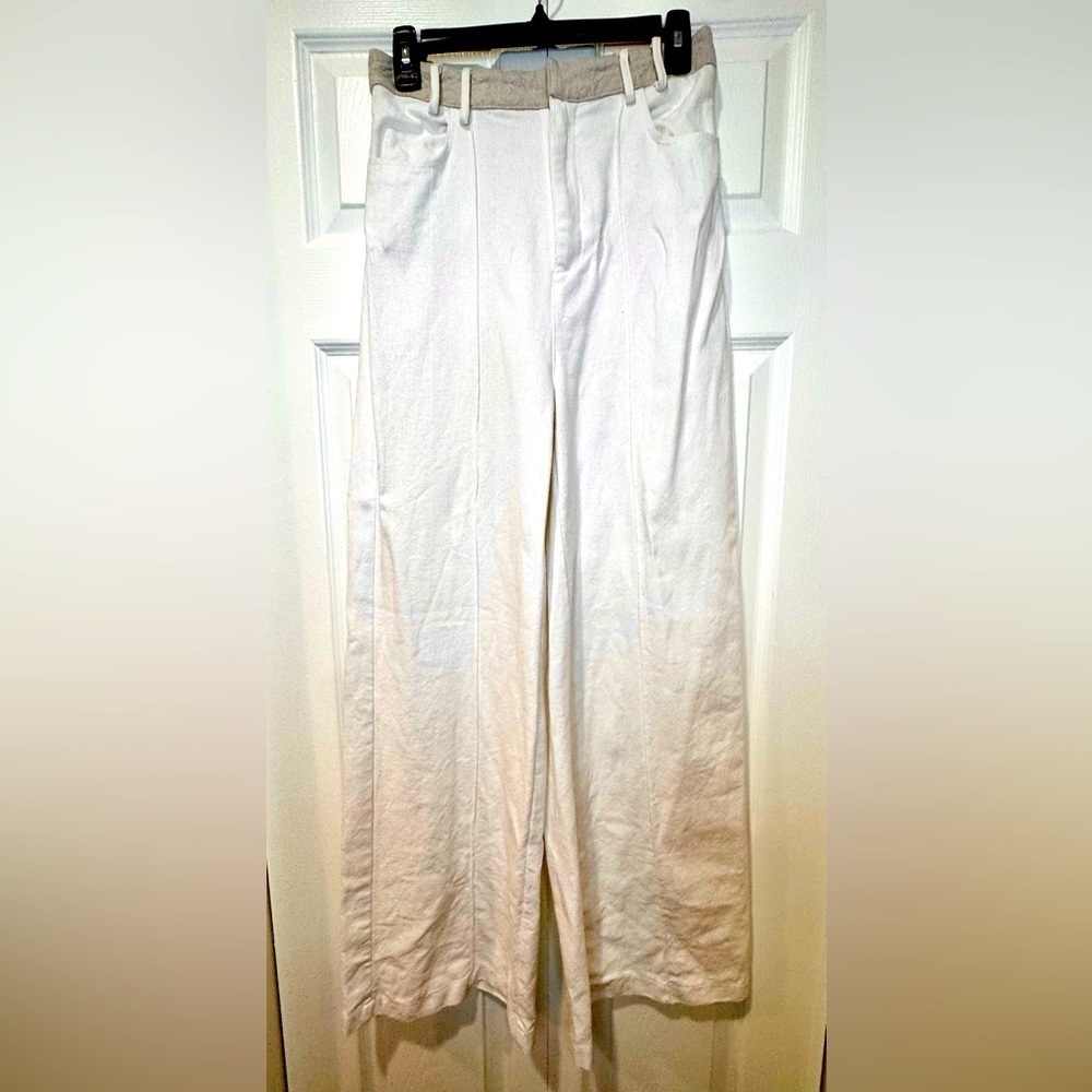 Meshki off White Wide-Leg Linen blend Pants. Size Medium. EUC.